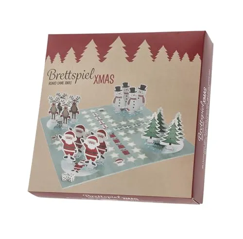 Spetebo Weihnachts Würfelspiel Ludo für 2-4 Spieler - Winterliches Brettspiel für Kinder ab 5 Jahren - Gesellschaftsspiel Spieleklassiker Familienspiel Weihnachten Nikolaus Wichtel Geschenk
