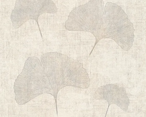 Tapete Natur Blätter AS Creation Borneo creme grau silber 32265-3 (3,68€/1qm)