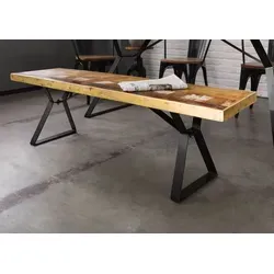 Bank Altholz 150x40x45 – INDUSTRIAL #14 - Stylische Sitzbank im INDUSTRIAL-Chic, gefertigt aus Altholz und Eisen. Der schwarz lackierte Unterbau sorgt für einen modernen Look und harmoniert perfekt mit anderen Möbeln der INDUSTRIAL Serie.