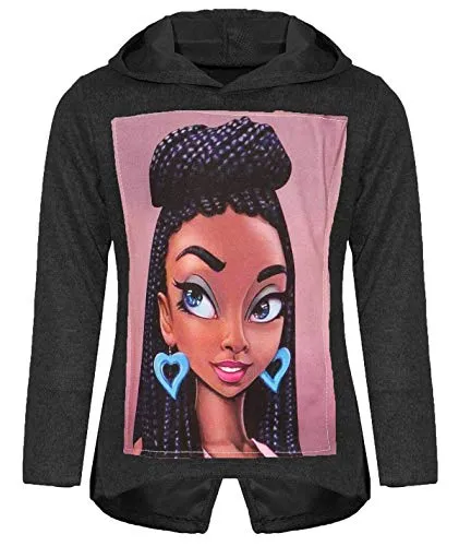 KMISSO Kinder Mädchen Kapuzen Pullover Pulli Hoodie Sweatshirt 30231 Schwarz 116