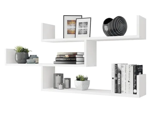 MIRJAN24 Wandregal Trio 003, Weiß, 119x18x55 cm mit Haken - Wandregal Trio, stilvolles Design in Weiß mit praktischen Haken zum Aufhängen. Ideal für die optimale Nutzung von Wandflächen in jedem Raum.