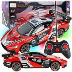 MalPlay Ferngesteuertes Rc Auto 1:12, Spielzeug Rennwagen, 2.7 Ghz Led-Beleuchtung, Racing Spielzeugauto, Kinder ab 3 Jahren, Rot