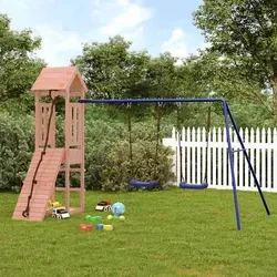 vidaXL Spielturm Massivholz Douglasie - Spielplätze für Kinder, aus robustem Douglasienholz für langlebigen Spaß im Garten mit Kletterwand, Doppelschaukel und Sandkasten.