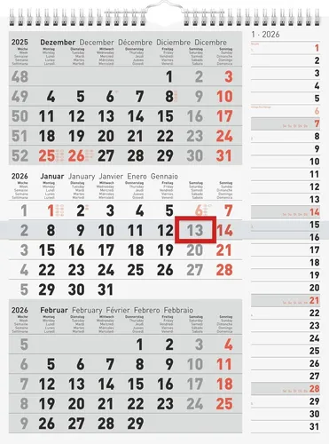 rido idé Wandkalender 3-Monatskalender Kombi Planer 2026 von rido idé