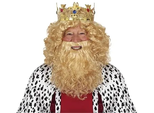 Guirca Perücke und Bart, gelockt, blond, Einheitsgröße