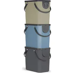 Rotho Albula Mülltrennsystem 25L - 3er Set - Praktisches Mülltrennsystem von Rotho mit 3 Eimern à 25L. Robuste, stapelbare Behälter aus rezykliertem Kunststoff, ideal zur einfachen Abfalltrennung in der Küche. Inkl. Aufkleber für klare Kennzeichnung.