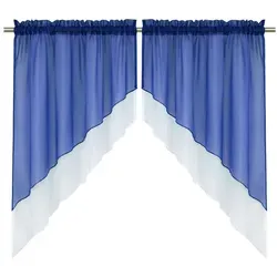 Delien Scheibengardine Beyza (2 St), Stangendurchzug, transparent, Zweifarbig blau 120 cm x 145 cm