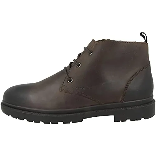 Geox Stiefelette Leder Schnürstiefelette, Coffee - Wanderschuhe aus hochwertigem Leder, mit wärmenden Innensohlen und komfortablem Blockabsatz für angenehmes Tragen bei jedem Wetter.
