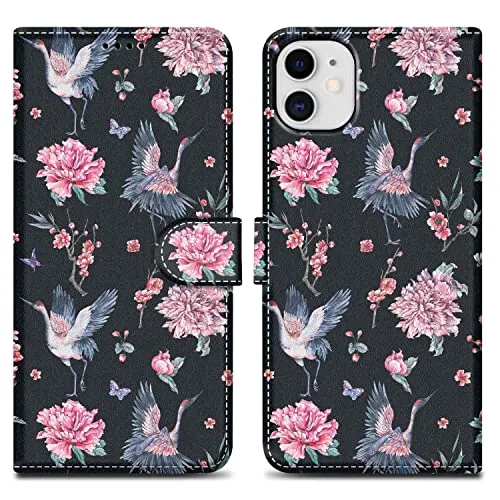 Cadorabo Hülle kompatibel mit Apple iPhone 11 Handyhülle ausim Muster Design Premium Kunst Leder Flip Klappbare Stoßfeste Magnetische [Standfunktion] Case Hülle für iPhone 11 in Schwarz