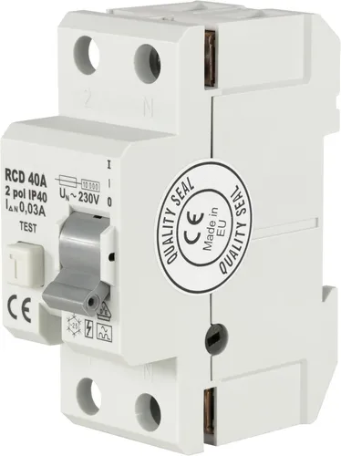 Produktbild REV FI, Schutzschalter (RCCB) 2-polig, Höhe 68mm, 40A, 30mA, 2TE, 240VAC, weiss