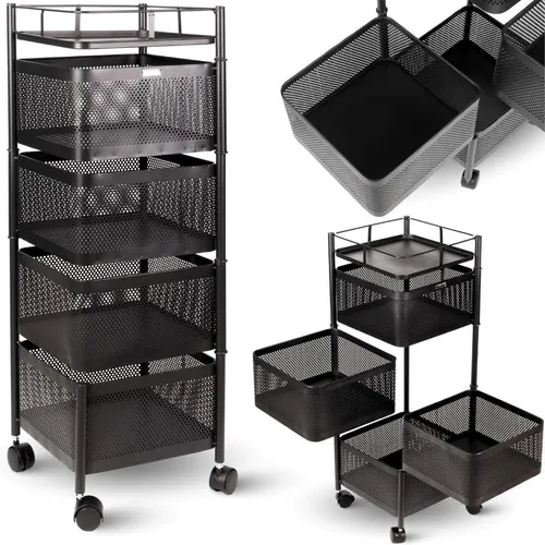 deluxe4home® Rollwagen Eckig mit 4 Ebenen