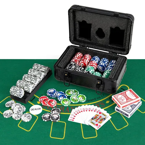 GOPLUS Pokerset mit Aluminiumkoffer und 300 Pokerchips
