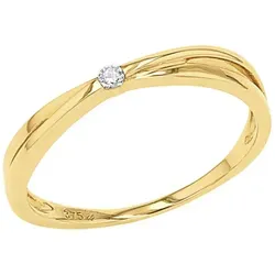 Amor Ring Damen Ringe mit Zirkonia, Weiß - Eleganter Solitär-Ring aus glänzendem 375 Gold, ideal als Ehering oder für besondere Anlässe. Funkelnder Zirkonia-Stein und kommt in einer stilvollen Schmuckbox.
