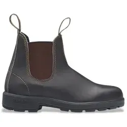 Blundstone 500 Stout Braun Chelsea Boot Größe 45 - Wanderschuhe aus hochwertigem braunem Leder, ideal für Komfort und Langlebigkeit. Robuste Gummisohle und herausnehmbares Fußbett sorgen für besten Halt bei jedem Abenteuer.