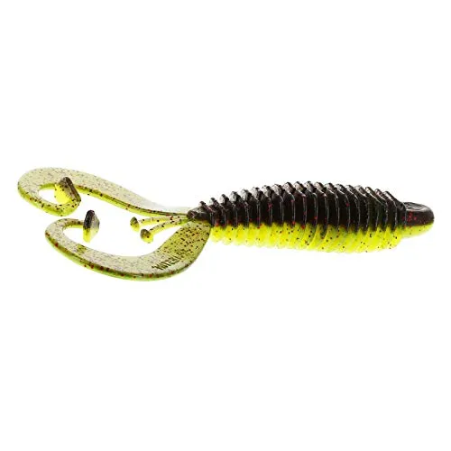 Westin RingCraw Curltail 9cm 6g - 5 Gummiköder, Farbe:Black/Chartreuse