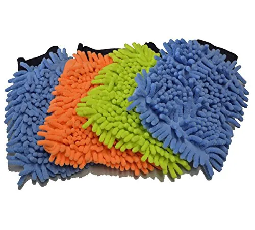 all-around24 4 Stück Mikrofaser Waschhandschuh Handschuh Mikrofaser,Anwendung trocken und feucht, (4)