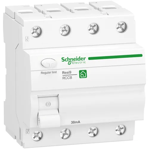 Schneider Electric R9R42440 Fehlerstrom-Schutzschalter Resi9, 3P+N, 40A, 30mA, Typ F - Sonstige Elektroinstallationsartikel, zuverlässiger Schutz mit 10.000A Kurzschlussstromfestigkeit und einfacher Montage auf DIN-Schiene.