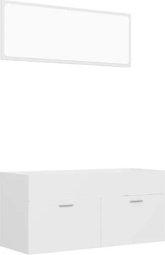 vidaXL 2-tlg. Badmöbel-Set Weiß Holzwerkstoff - Stilvolles Badmöbel-Set für zusätzlichen Stauraum. Der robuste Schrank mit 1 Fach und 2 Türen sowie der elegante Spiegel bieten eine praktische Lösung für Ihr Badezimmer. Pflegeleicht und in modernem Design.