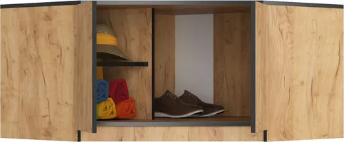 BDW Eckschrank Aufsatz 100 cm – Craft Eiche Hellbraun