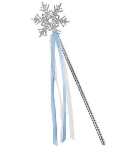 Fries Feen-Kostüm Eiskönigin Feenstab 34 cm Zauberstab Silber Kunststoff Karneval Party