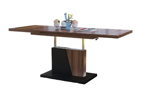 Mazzoni Grand Noir Ausziehbarer Couchtisch 120/180cm - Konsolentisch fürs Wohnzimmer, höhenverstellbar und platzsparend, ideal für kleine Räume und vielseitig einsetzbar als Couchtisch oder Esstisch.