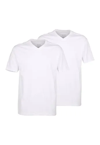 Ceceba Herren T-Shirt, Kurzarm, Baumwolle, Single Jersey, weiß, Uni, 2er Pack 48