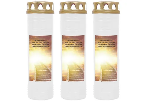 HS Candle Grabkerze 170h Brenndauer (3-tlg), H26cm x Ø7cm, wind- & wetterfest, sofort einsatzfähig