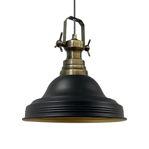 bamyum Ulmete Hängelampe Industrial Vintage Ø30cm - Hängelampe im Industrial Vintage Stil, ideal für Wohnzimmer und Küchen. Mit einstellbarem Kabel für individuelle Höhenanpassung und einfacher Installation.