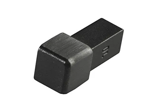 Fuchs Design Fliesenschiene Ecke Endstück Professional 11mm Quadratprofil, V2A Edelstahl gebürstet, Anthrazit