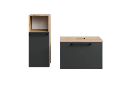 Planetmöbel Astra Badmöbel Set 60 cm mit Midischrank - Komplettprogramm für Badezimmer: Individuell gestaltbar mit großzügigem Stauraum und langlebigen Holzwerkstoffen für eine ansprechende Optik.