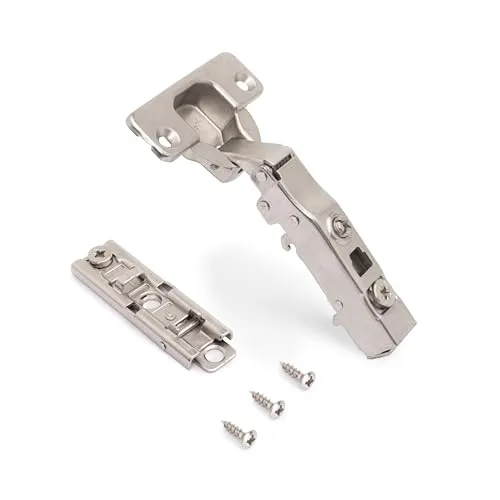 Emuca Topfscharniere X91Eckanschlag - 20er Kit mit sanftem Schließen - Türsicherungen: 20 hochwertige Topfscharniere mit sanftem Schließen, dreidimensional regulierbar und vernickelt für langlebige Nutzung.