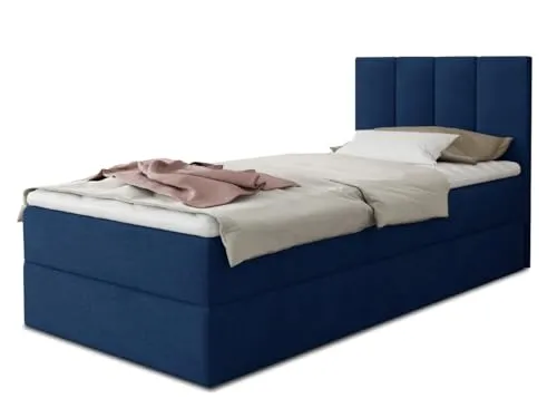 Boxspringbett Star Mini - Einzelbett mit Bettkasten und Topper - Elegantes Polsterbett mit Bettkasten für zusätzlichen Stauraum. Inklusive Luxus Bonell-Matratze und hochelastischem Matratzentopper für optimalen Schlafkomfort.