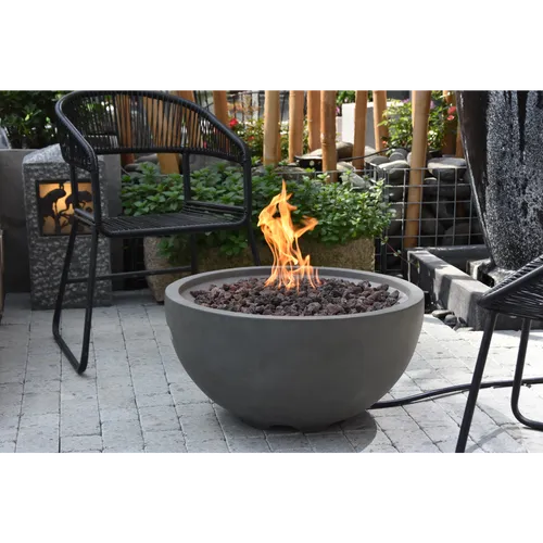 Gas Feuerstelle Nantucket aus Faserbeton in Betonoptik grau - Feuerschalen, stilvolle Gas Feuerstelle aus robustem Faserbeton, ideal für gemütliche Abende im Freien und moderne Gartengestaltung.