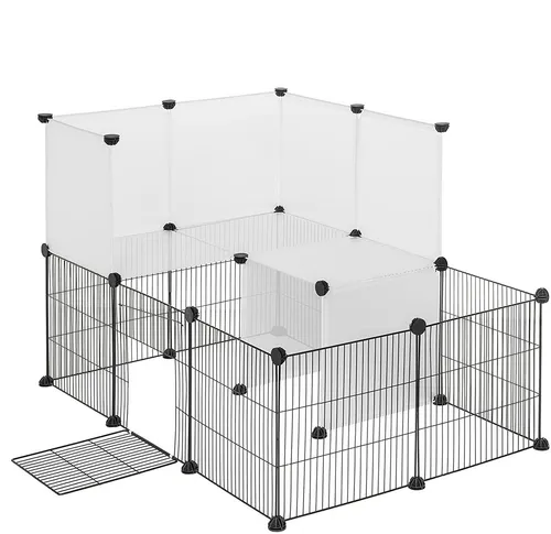 EUGAD Freigehege Laufstall 0005WL - Käfige, Auslauf & Gehege - Robustes Kunststoff-Metallgitter mit Tür, ideal für Hasen und Kaninchen, sorgt für Sicherheit und Bewegungsfreiheit.