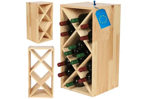 MODO24 X-Flaschenregal aus Massivholz für 14 Flaschen in beige von Modo24
