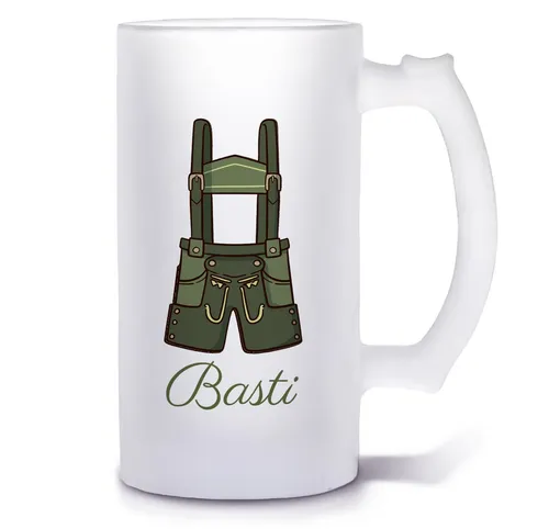 personalisierter Bierkrug mit Name | Lederhose | Oktoberfest Wiesn Deko Glas