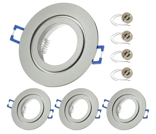 Sweet Led Einbaustrahler 230V - 4er Set Chrom-Gebürstet - Deckenspots aus Aluminium mit IP44 Schutzklasse, ideal für Badezimmer und Feuchträume. Einfache Montage dank Klickverschluss und GU10 Fassung, kein Trafo erforderlich.