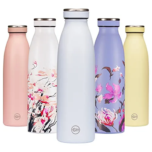 B2DO for GH Trinkflasche Edelstahl 500ml Blauer Nebel | Wiederverwendbare Vakuum Metall Thermoskanne Wasserflasche | Auslaufsichere isolierte Thermosflasche|BPA-freie Isolierflasche für Sport, Office