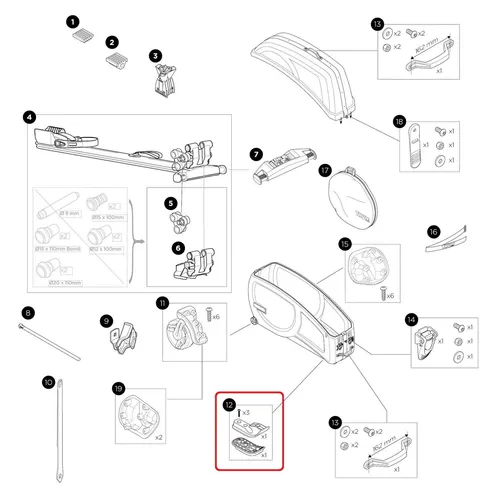 Thule Toe + Skidpad Kit Platte Halter für RoundTrip