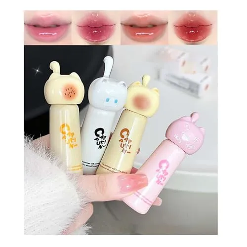 Colors Hydrating Lip Gloss Set, Jelly Liquid Lipstick Shine Glass Jelly Flüssiger Lippenstift Feuchtigkeitsspendender Glanz Glasfinish Lipgloss Make-up Geschenk für Frauen 4