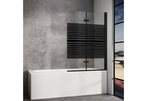 IMPTS Badewannenaufsatz Duschwand 100-140cm, Faltbar, Glas & Alu