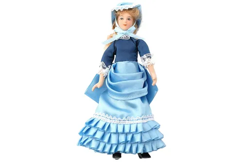 Dolls House 6364 Puppe Estella hellblaues Kleid 1:12 für Puppenhaus