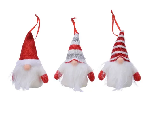 Kaemingk Christbaumschmuck, Christbaumschmuck Wichtel aus Textil 11cm rot / weiß 1 Stück sortiert