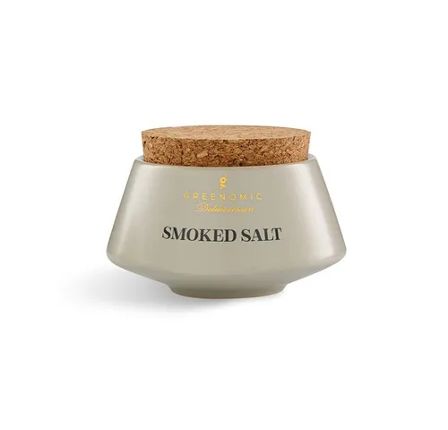 Greenomic Gewürzbehälter Keramik Gewürzschale Japanischer Stil mit 90g Rauchsalz, mit Korkverschluss