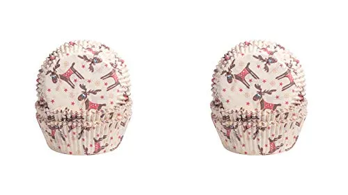 Demmler 2er Set Muffin Förmchen mit Elchmotiven – 2x60 Stück (120 Stück), aus Papier, ⌀ 5cm, ideal für kreative Backideen, perfekt für Festlichkeiten, Made in Germany