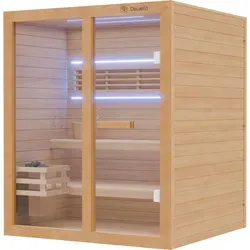 DEKO VERTRIEB BAYERN Sauna XXL LED Luxus Finnische Sauna 160x150 SET