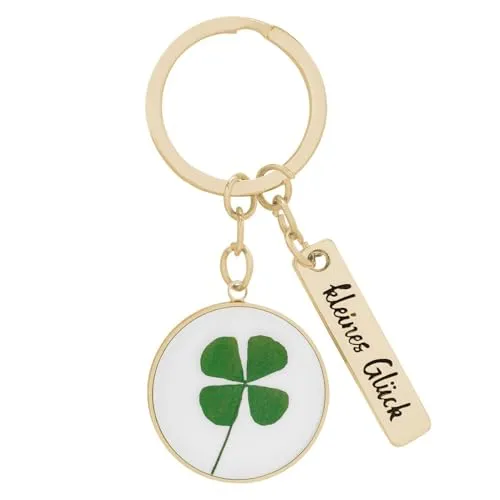 Sheepworld Schlüsselanhänger kleines Glück | Anhänger mit Kleeblatt, Schlüsselring, Zinklegierung, Länge 7,4 cm | Glücksbringer, Weihnachten, Silvester | 74430