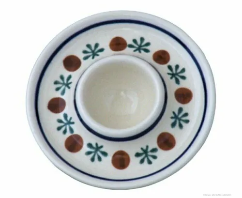 Original Bunzlauer Keramik Eierbecher klassisch flach Ø11,2cm x H2,0cm Dekor 41