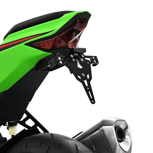 ZIEGER Pro Kennzeichenhalter für Kawasaki ZX-4RR - Auto- & Fahrzeug-Elektronik Zubehör, einfacher Heckumbau ohne Verkleidungsänderungen, inklusive Adapterplatte und E-geprüfter Kennzeichenbeleuchtung.