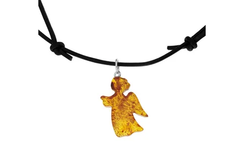 OSTSEE-SCHMUCK Kette mit Anhänger Ostsee-Schmuck Kette mit Anhänger Engel - Lederband (2-tlg)